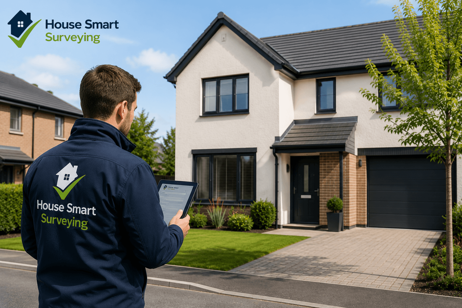 A House Smart chartered surveyor inspecting the exterior of a property